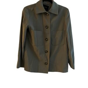 Massimo Dutti Green Viscose  Button Down Shirt Sz S Two Pocket Designer Boho
